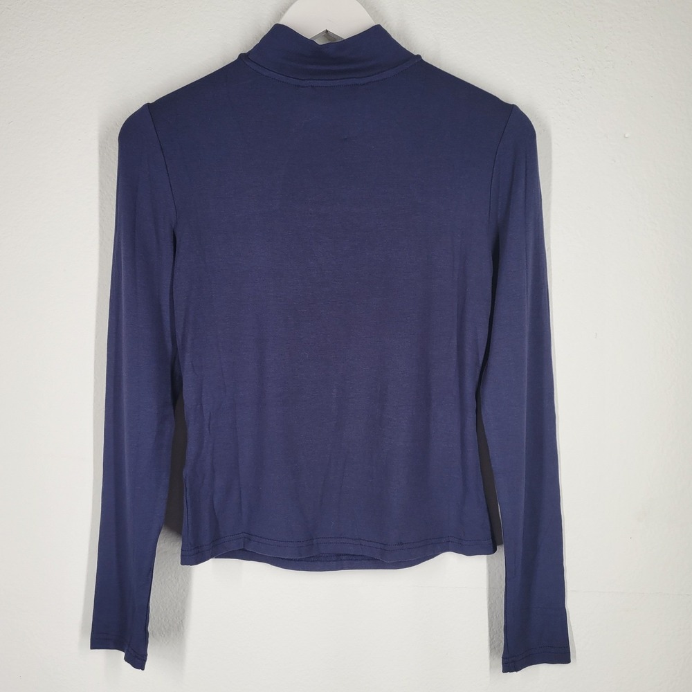Walter Baker Navy Blue Long Sleeve‎ Twisted Cutout Mock Neck Top XS - Picture 5 of 6